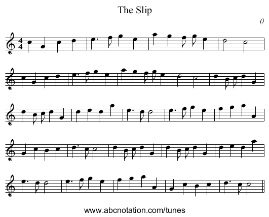 The Slip - staff notation