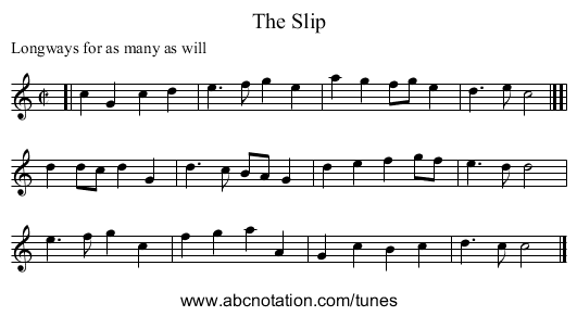The Slip - staff notation
