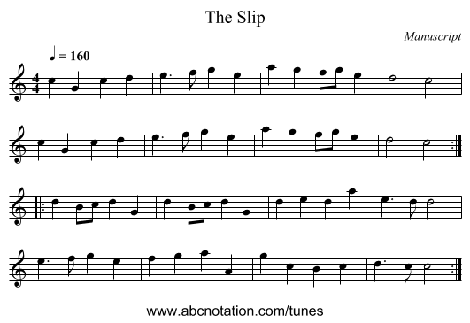 The Slip - staff notation