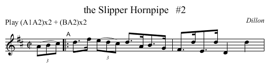 the Slipper Hornpipe   #2 - staff notation