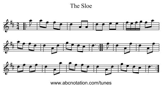 The Sloe - staff notation