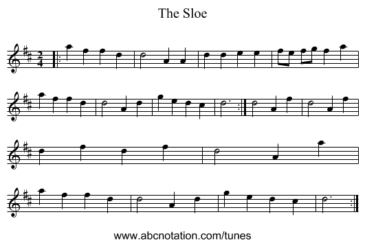 The Sloe - staff notation