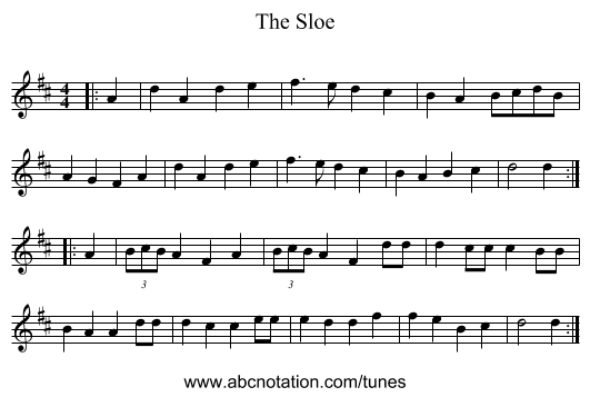 The Sloe - staff notation