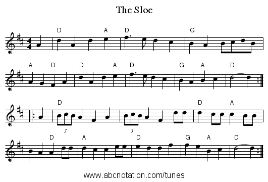 The Sloe - staff notation