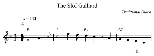 The Slof Galliard - staff notation