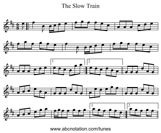 The Slow Train - staff notation