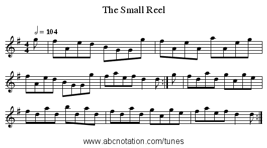 The Small Reel - staff notation