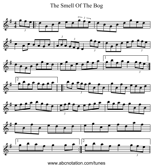 The Smell Of The Bog - staff notation