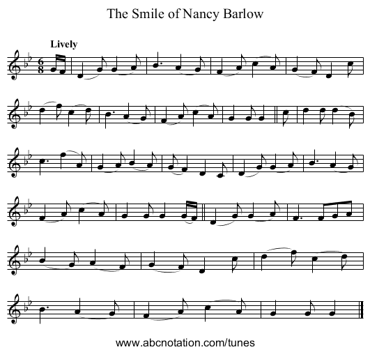 The Smile of Nancy Barlow - staff notation