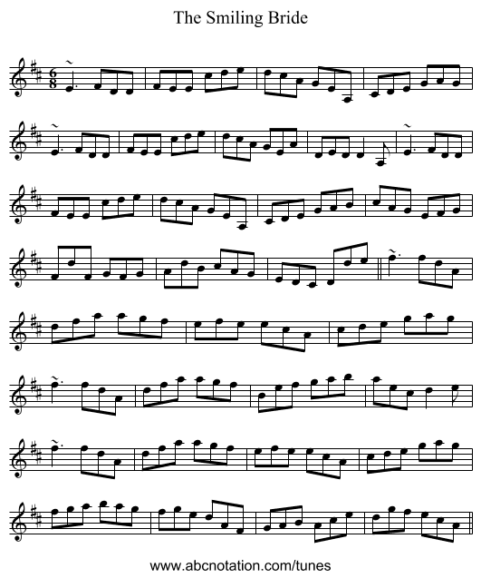 The Smiling Bride - staff notation