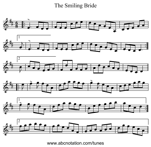 The Smiling Bride - staff notation