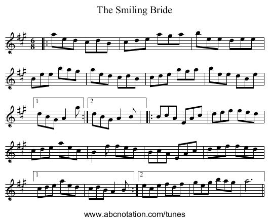 The Smiling Bride - staff notation