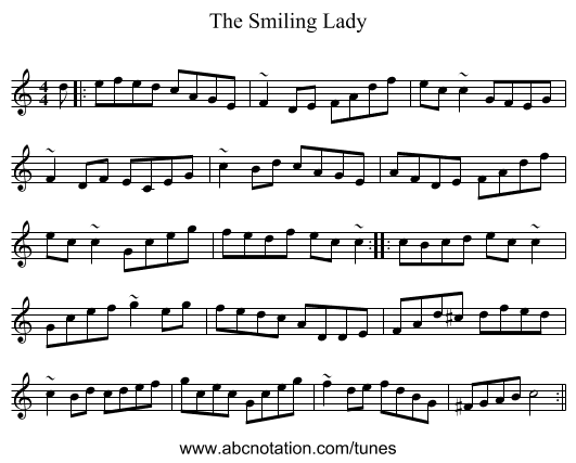 The Smiling Lady - staff notation