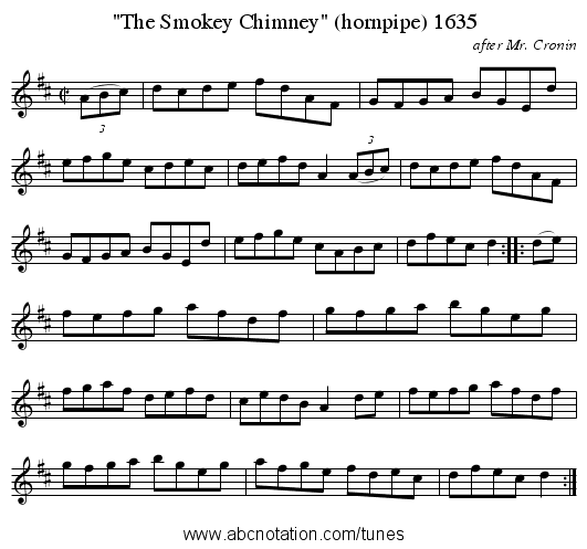 The Smokey Chimney (hornpipe) 1635 - staff notation