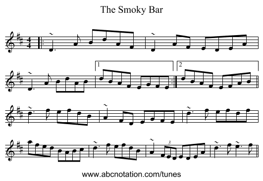 The Smoky Bar - staff notation