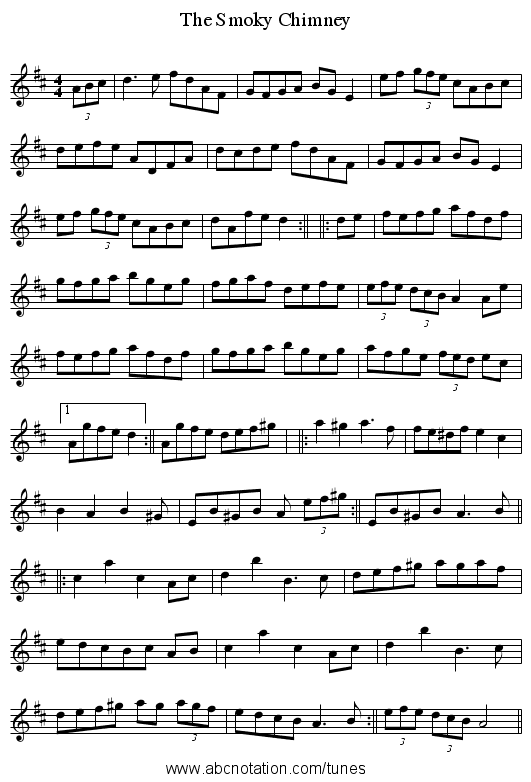 The Smoky Chimney - staff notation