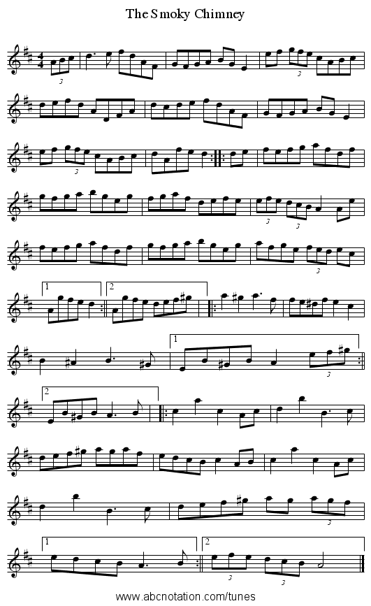 The Smoky Chimney - staff notation