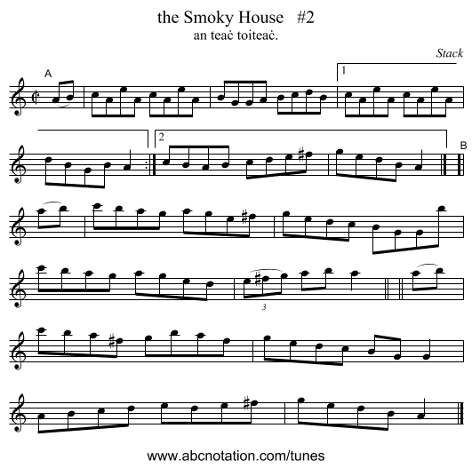 the Smoky House   #2 - staff notation