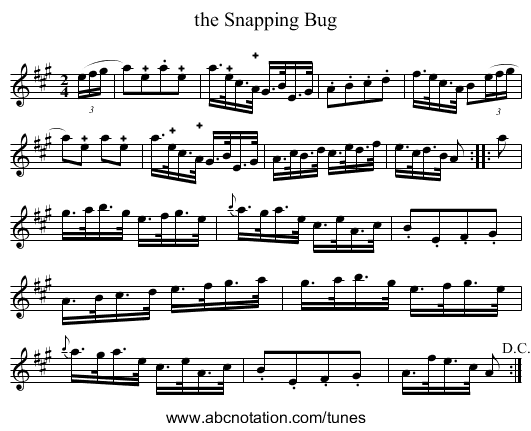 the Snapping Bug - staff notation