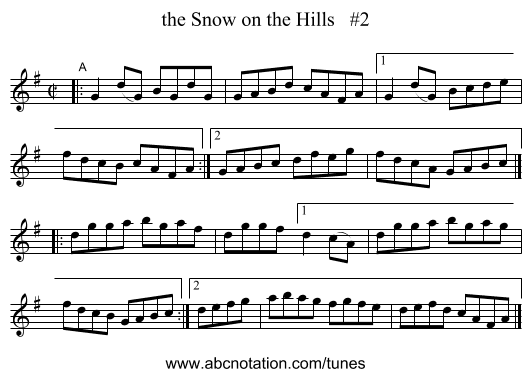 the Snow on the Hills #2 - staff notation