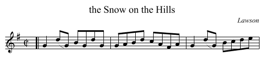 the Snow on the Hills - staff notation