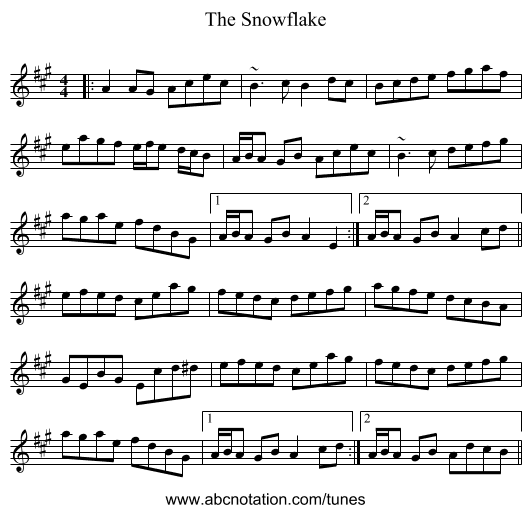 The Snowflake - staff notation