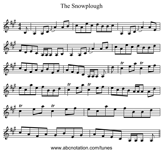 The Snowplough - staff notation