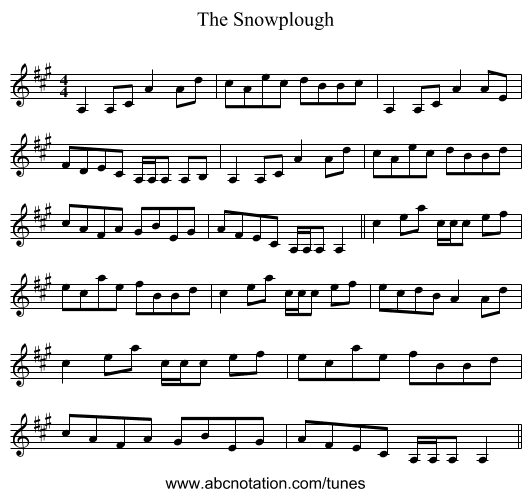 The Snowplough - staff notation