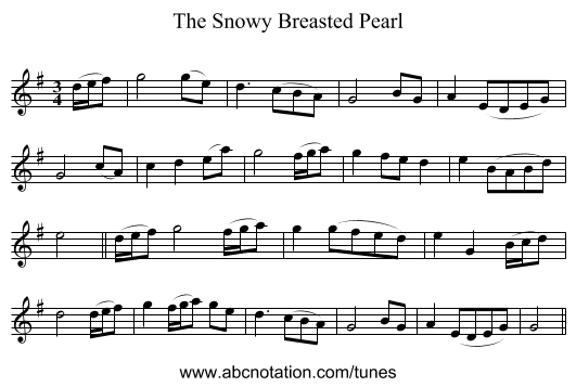 The Snowy Breasted Pearl - staff notation