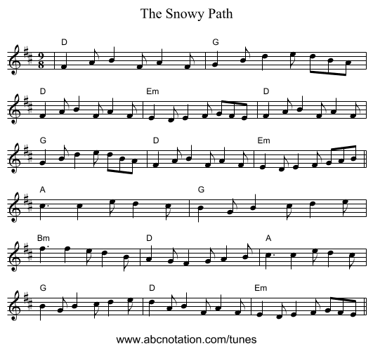 The Snowy Path - staff notation