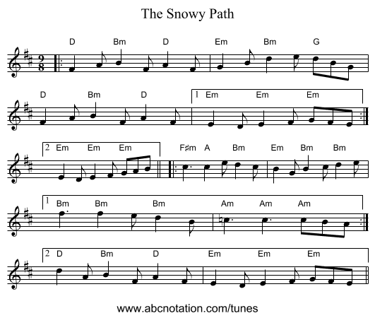The Snowy Path - staff notation