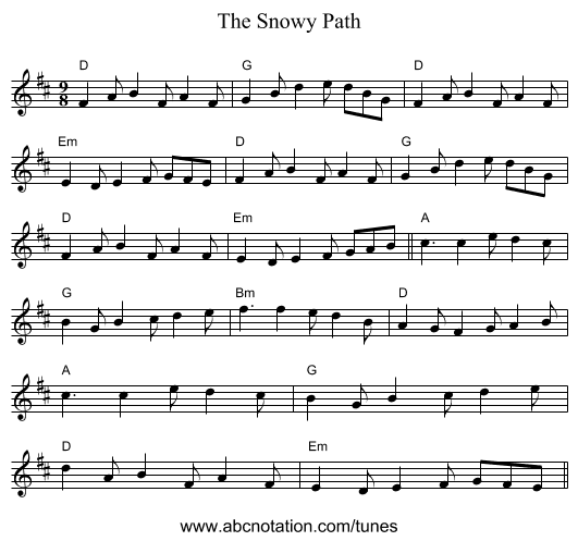 The Snowy Path - staff notation