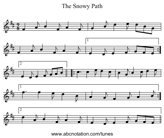 The Snowy Path - staff notation