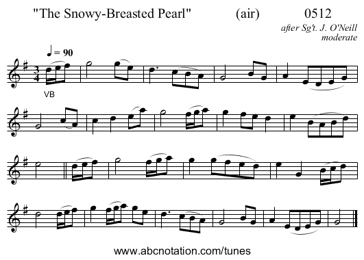 The Snowy-Breasted Pearl             (air)             0512 - staff notation