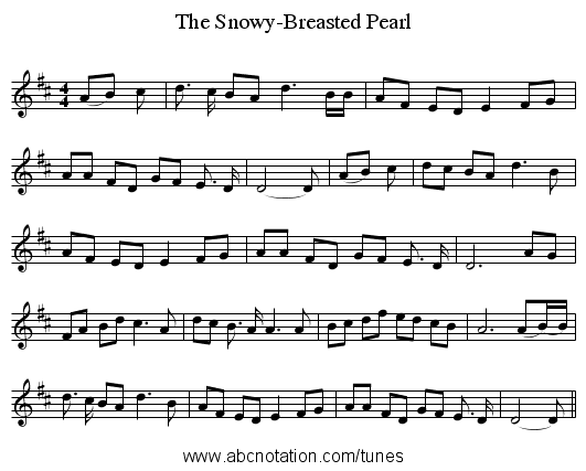 The Snowy-Breasted Pearl - staff notation