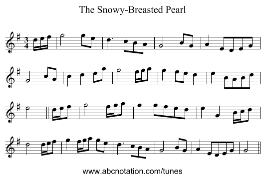 The Snowy-Breasted Pearl - staff notation