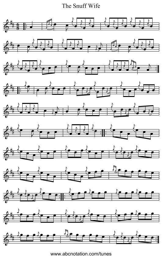 The Snuff Wife - staff notation