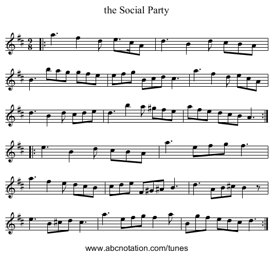the Social Party - staff notation