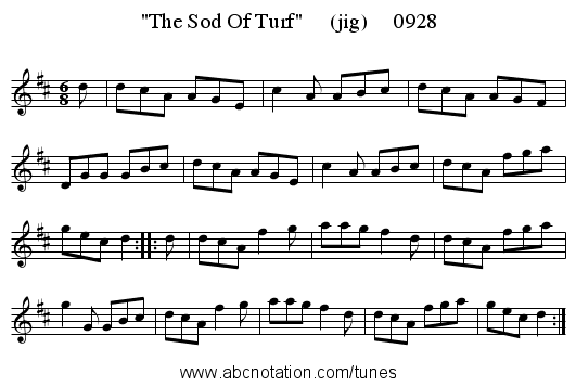The Sod Of Turf (jig) 0928 - staff notation