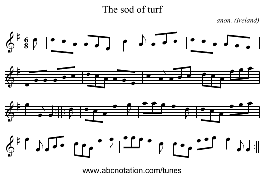 The sod of turf - staff notation