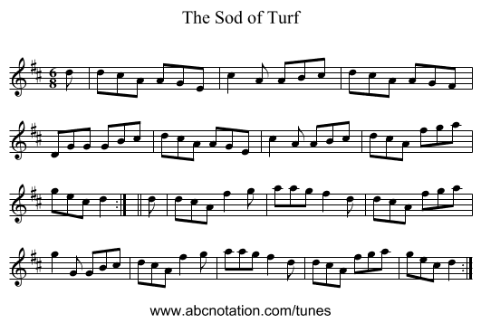 The Sod of Turf - staff notation