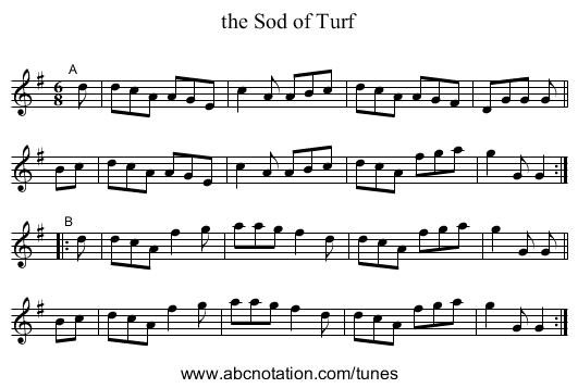 the Sod of Turf - staff notation