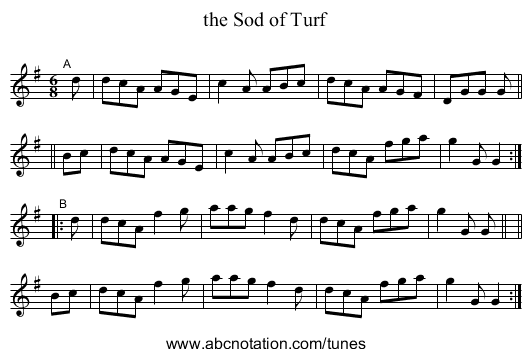 the Sod of Turf - staff notation