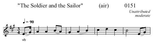The Soldier and the Sailor           (air)           0151 - staff notation