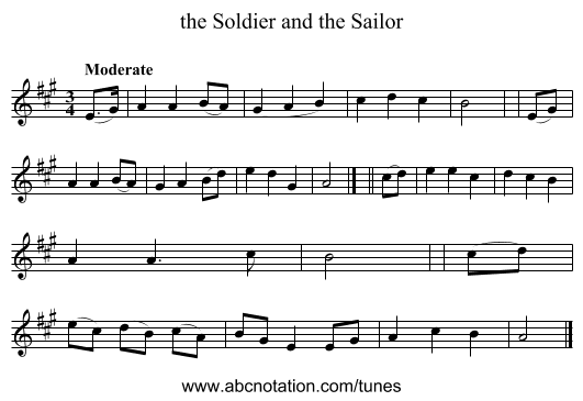 the Soldier and the Sailor - staff notation