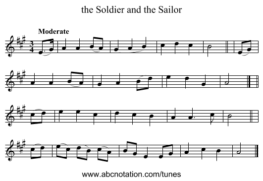 the Soldier and the Sailor - staff notation