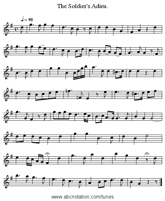 The Soldier's Adieu. - staff notation