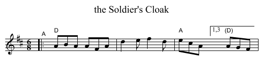 the Soldier's Cloak - staff notation