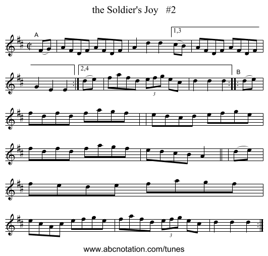 the Soldier's Joy   #2 - staff notation