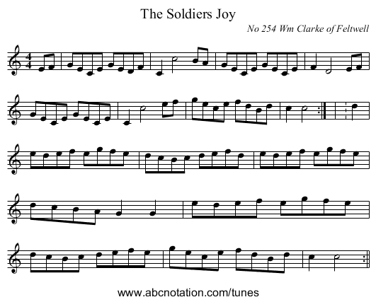 The Soldiers Joy - staff notation